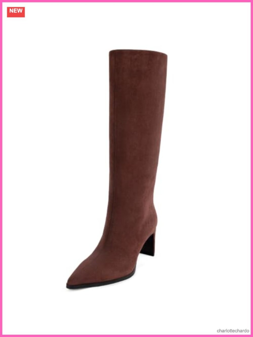 Women's Knee High Boots Pointed Toe Block Heel Faux Suede Zip